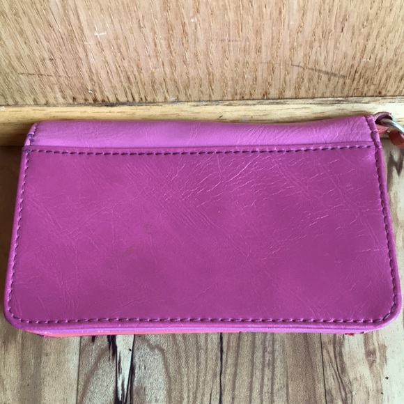 Relic by Fossil purple pink orange color block vegan zip around wallet wristlet - Picture 5 of 9